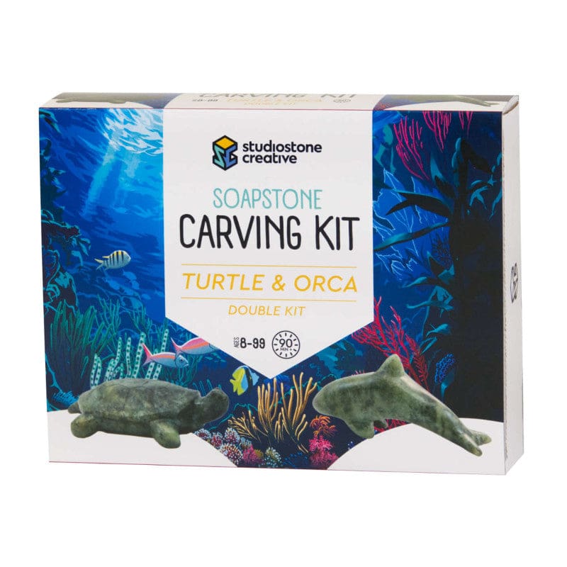 Turtle & Orca 2 Soapstone Carving Kit - Art & Craft Kits - Studiostone Creative Inc