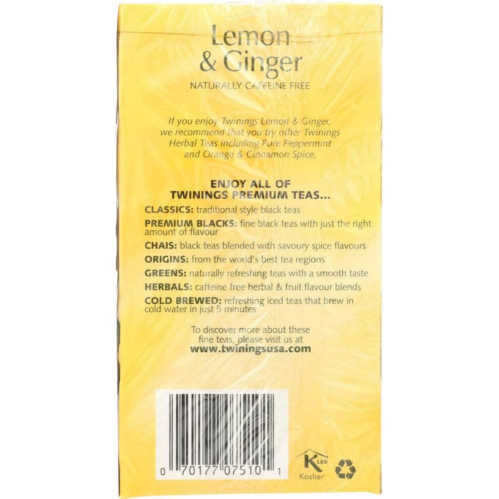 Twinings Twinings Of London Herbal Lemon & Ginger Naturally Caffeine Free, 20 Tea Bags, 1.06 oz