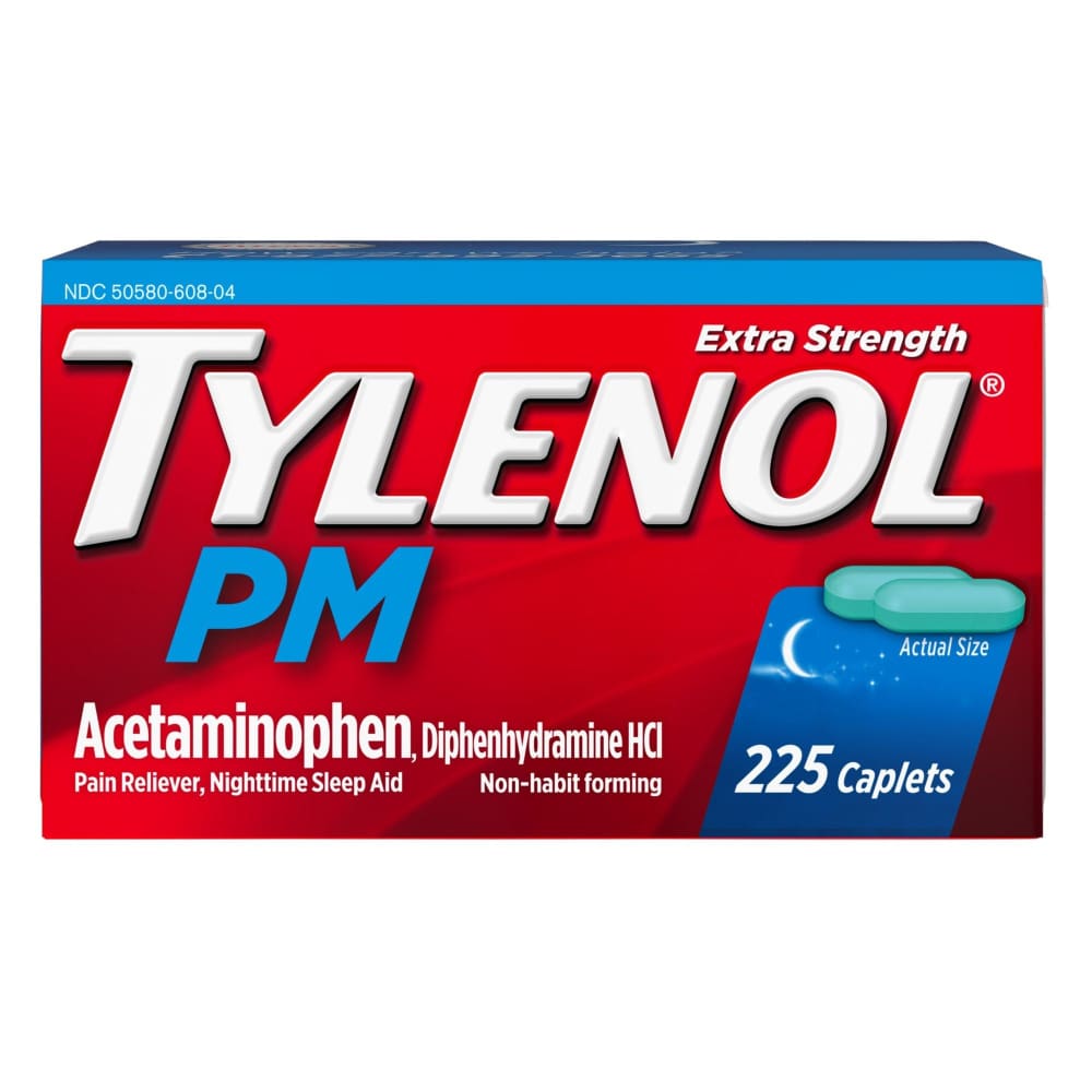 Tylenol PM Extra Strength Pain Reliever & Sleep Aid Caplets 225 ct. - Home/Health & Beauty/Medicine Cabinet/Pain & Fever Relief/ - Tylenol