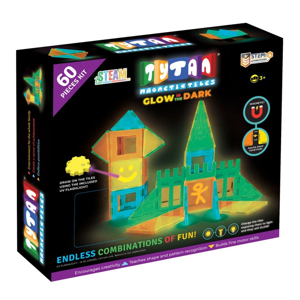 Tytan Glow-In-The-Dark Magnetic Learning Tiles (60 pieces) - Instant Savings - Tytan