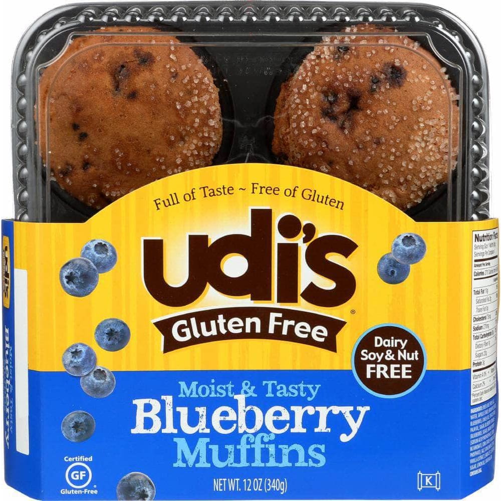 Udis Udi's Gluten Free Blueberry Muffin 4 Count, 12 oz