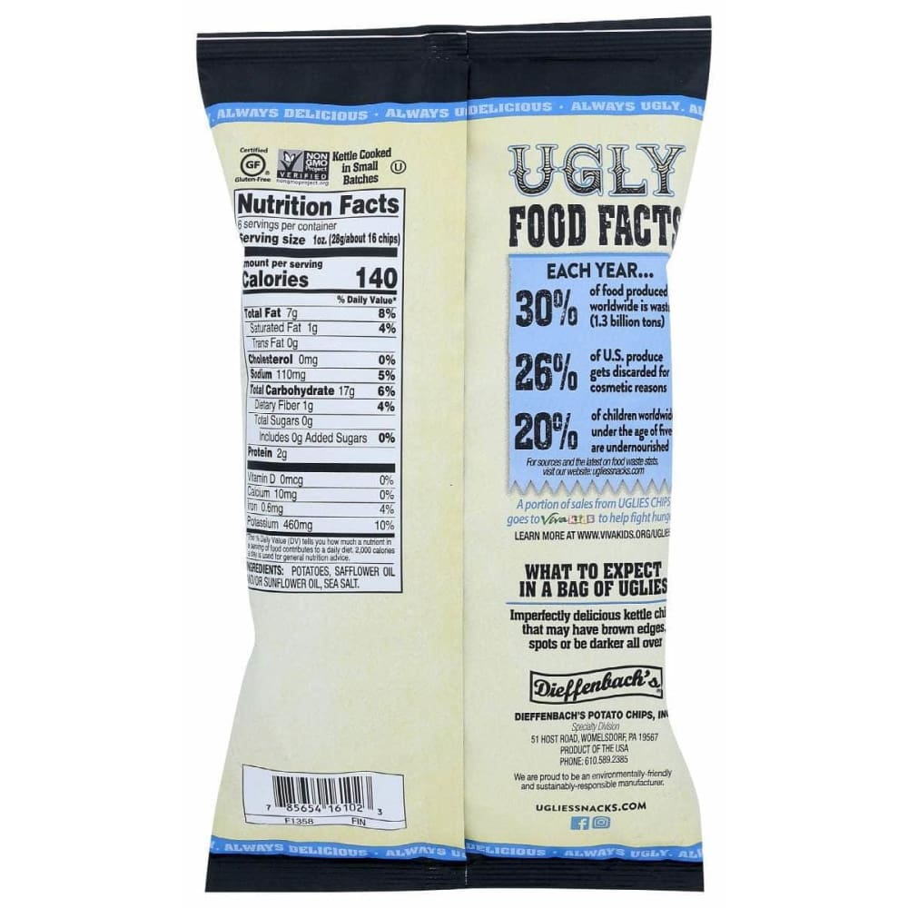 UGLIES Grocery > Snacks > Chips > Potato Chips UGLIES Sea Salt Kettle Chips, 6 oz