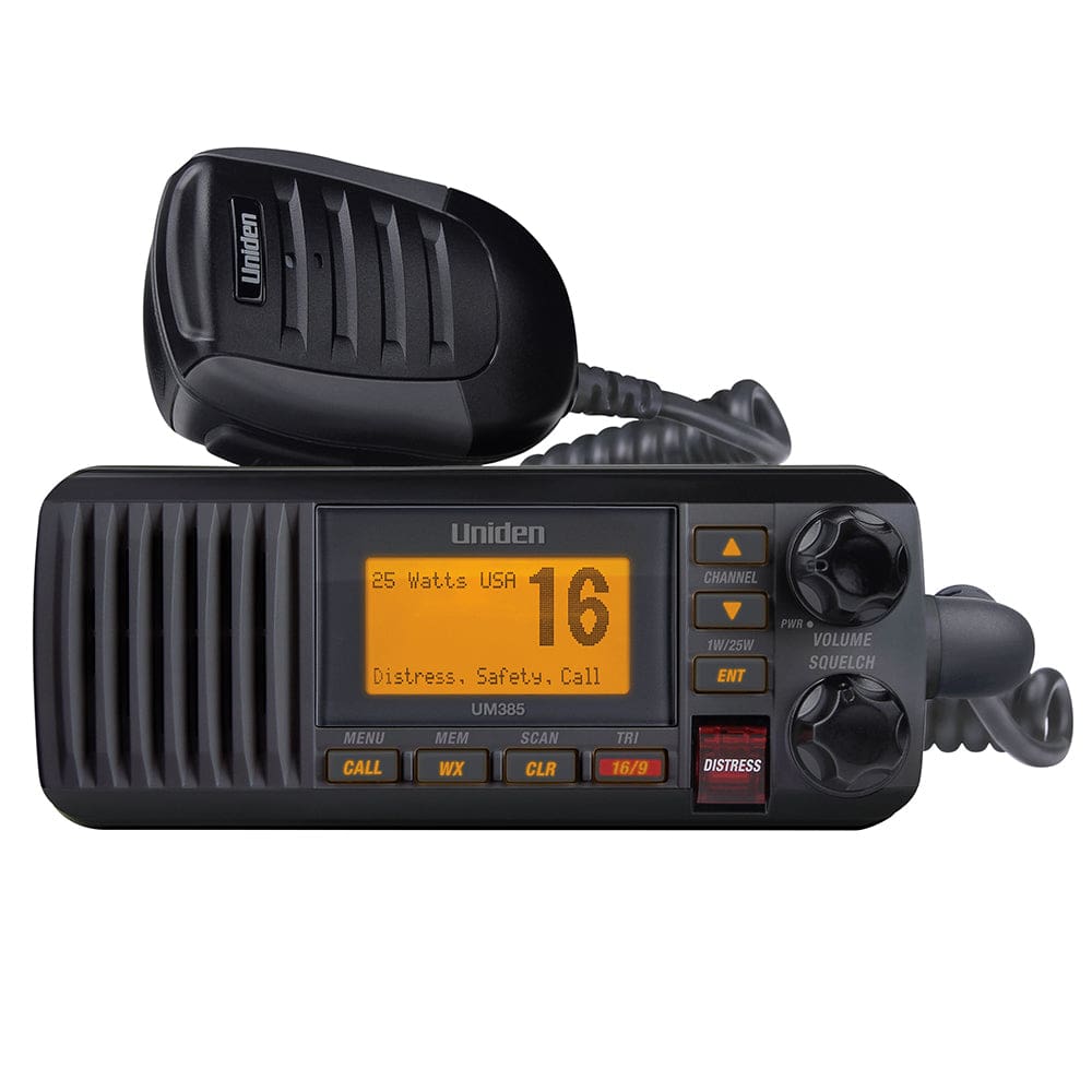 Uniden UM385 Fixed Mount VHF Radio - Black - Communication | VHF - Fixed Mount - Uniden