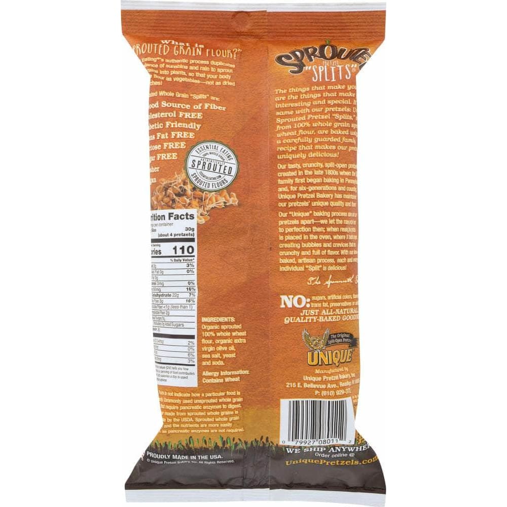 Unique Unique Sprouted Whole Grain Splits Pretzels, 8 oz