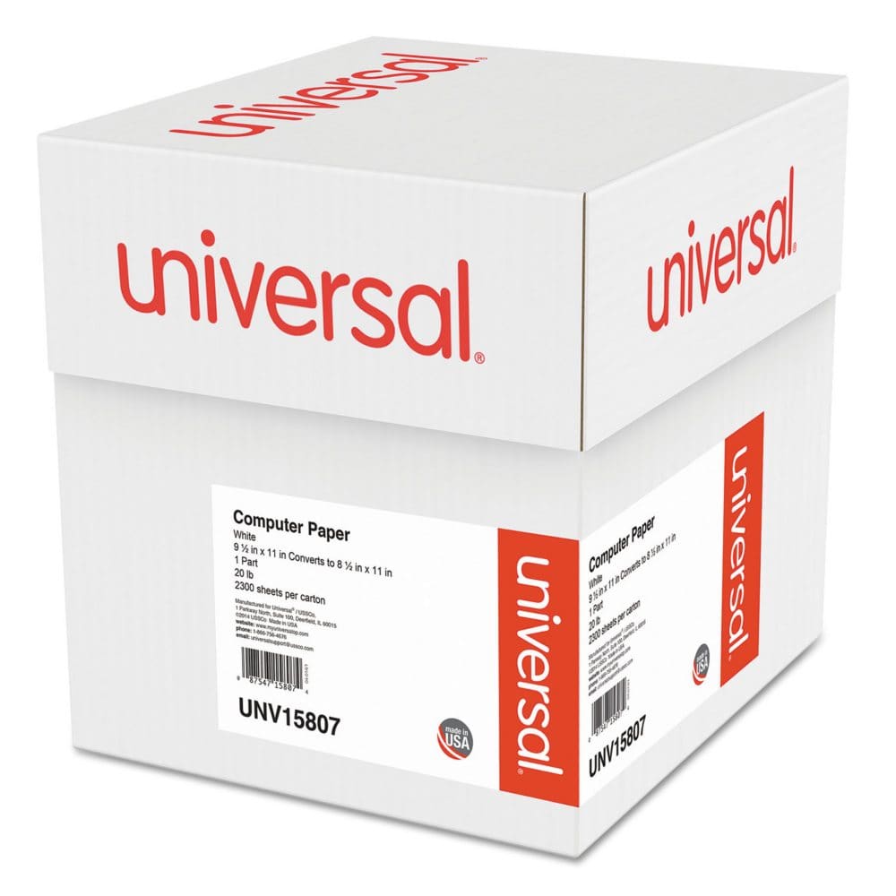 Universal® Computer Paper 20lb 9-1/2 x 11 Letter Trim Perforation White 2300 Sheets - Copy & Multipurpose Paper - Universal®