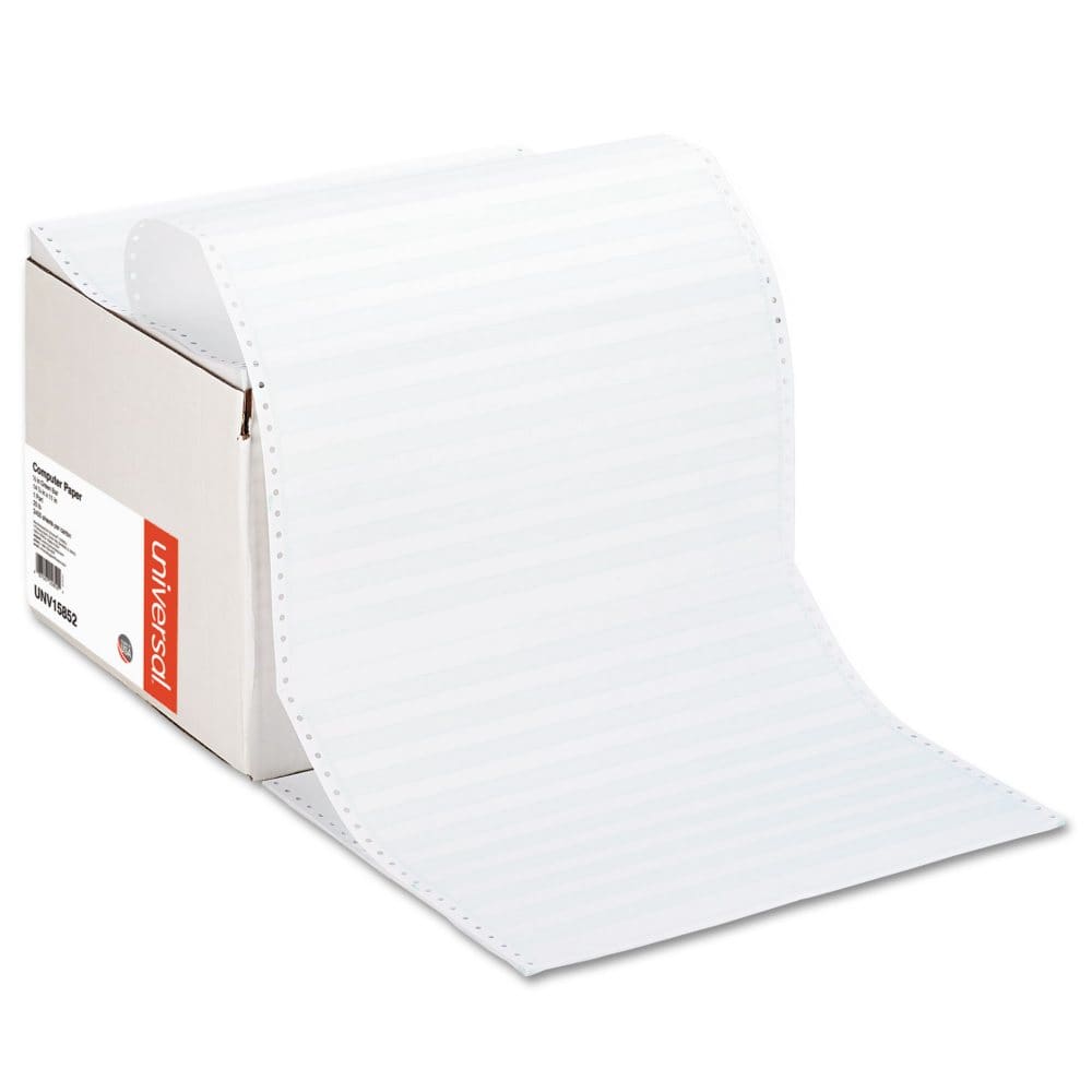 Universal Green Bar Computer Paper, Perforated Margins, 20lb, 14-7/8