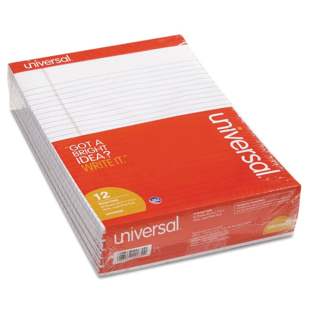 Universal Perforated Edge Writing Pad Legal Ruled Letter White 50-Sheet Pads 12ct. - Writing Pads - ShelHealth