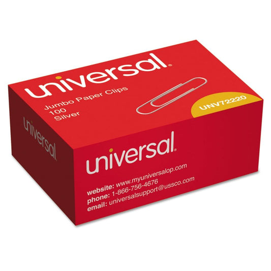 Universal Smooth Paper Clips Jumbo Silver 100/Box 10 Boxes/Pack - Desk Accessories & Office Supplies - Universal