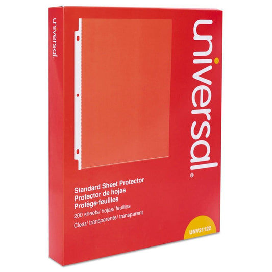 Universal® Standard Sheet Protector Standard 8 1/2 x 11 Clear 200/Box - Binders & Sheet Protectors - Universal®