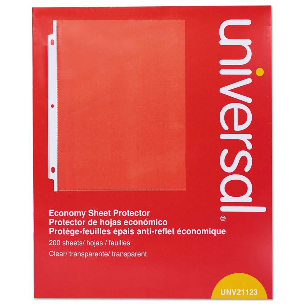 Universal® Standard Sheet Protector Economy 8-1/2 x 11 Clear 200/Box - Binders & Sheet Protectors - Universal®