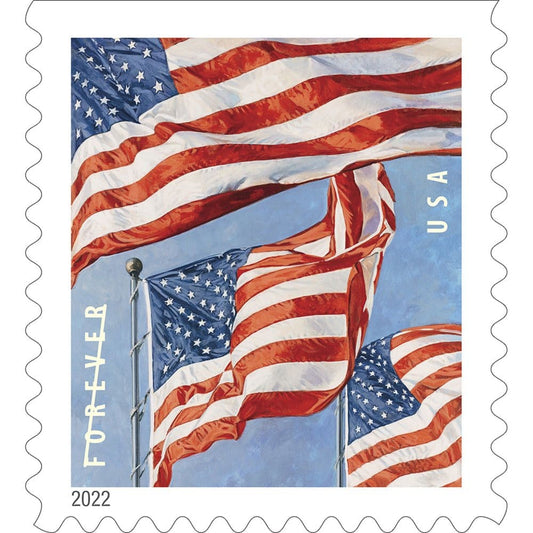 USPS FOREVER First Class Postage Stamps U.S. Flag Coil of 100 Stamps - Desk Accessories & Office Supplies - USPS