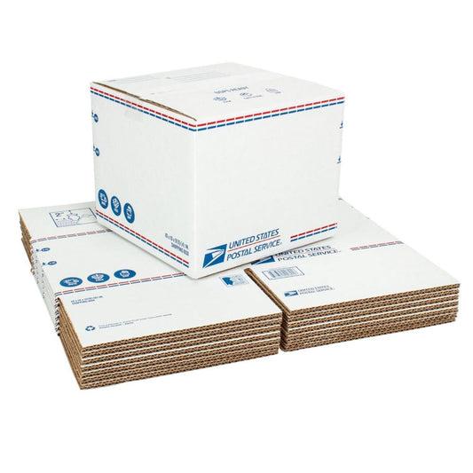 USPS Shipping Boxes Adjustable Height 10L x 10W x 8H White 4 Count - Shipping & Moving Supplies - USPS