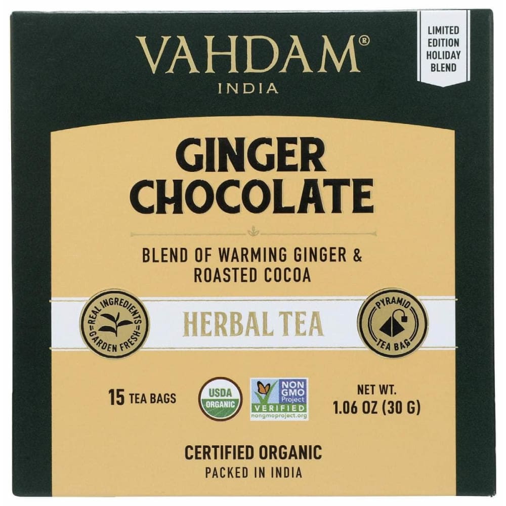 VAHDAM TEAS Grocery > Beverages > Coffee, Tea & Hot Cocoa VAHDAM TEAS Tea Herbl Gingr Choc 15Pc, 1.06 oz