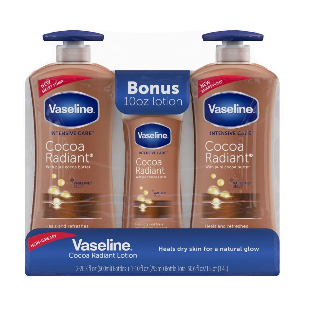 Vaseline Intensive Repair Cocoa Radiant Body Lotion 2 pk./20.3 fl. oz. with Bonus Bottle 10 oz. - Vaseline