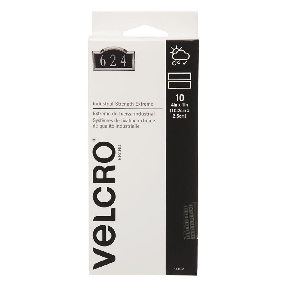 Velcro Extreme Indoor/Outdoor Hook and Loop Fasteners 1 x 4 Strips 10 Pack (Pack of 3) - Tape & Adhesives - Velcro