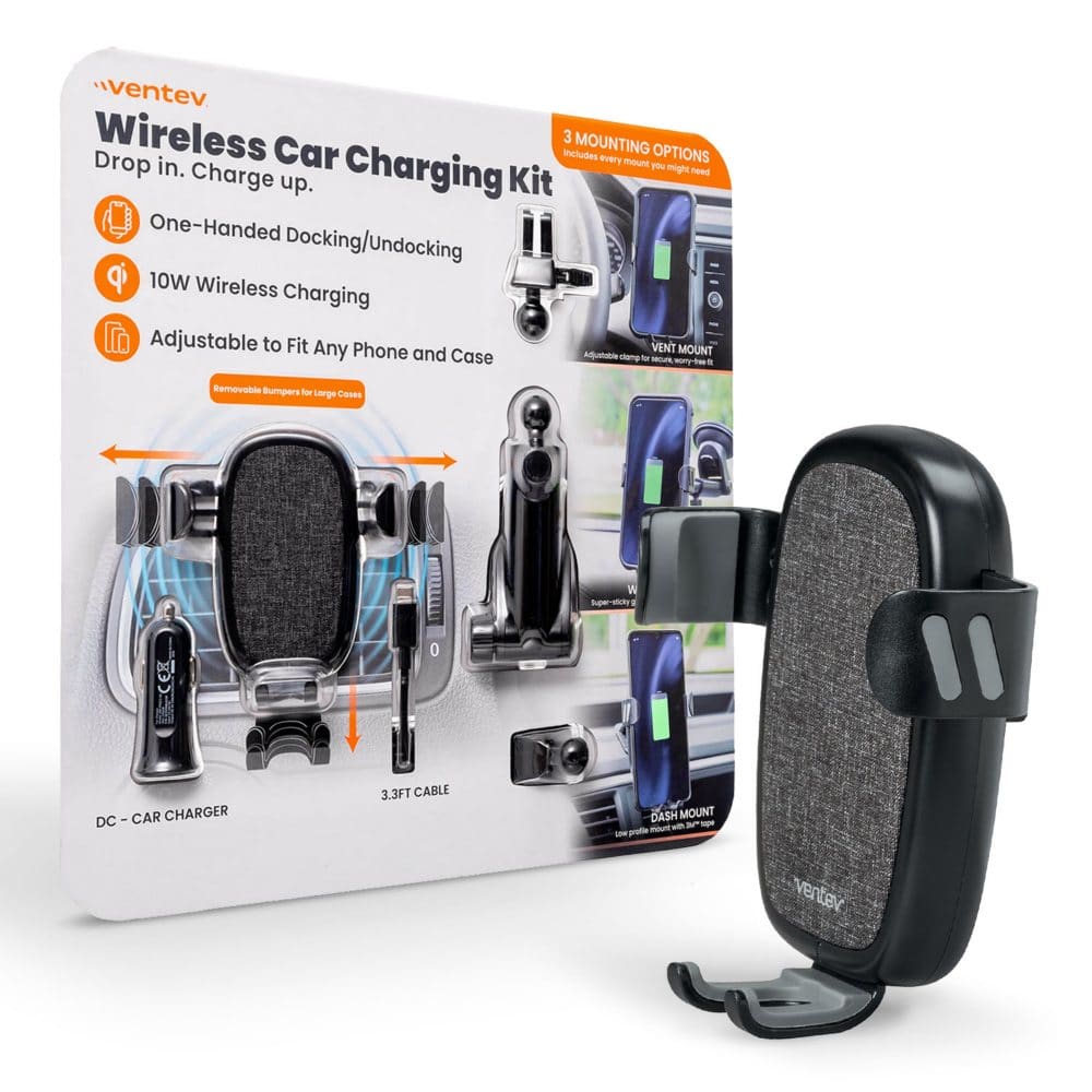 Ventev Wireless Qi Car Charging Kit with 3 Mounting Options - Cell Phone Accessories - Ventev
