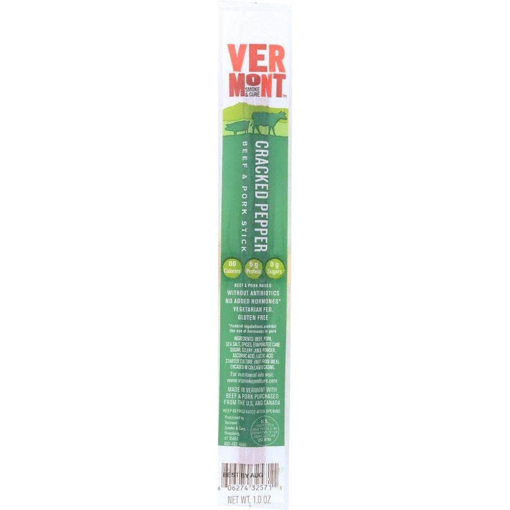 Vermont Smoke & Cure Vermont Smoke And Cure Natural Snack Cracked Pepper Beef and Pork Real Stick, 1 oz