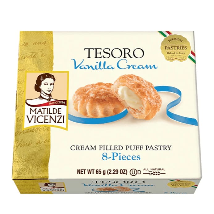 VICENZI Grocery > Chocolate, Desserts and Sweets > Pastries, Desserts & Pastry Products VICENZI: Tesoro Vanilla Cream Filled Puff Pastry, 2.29 oz
