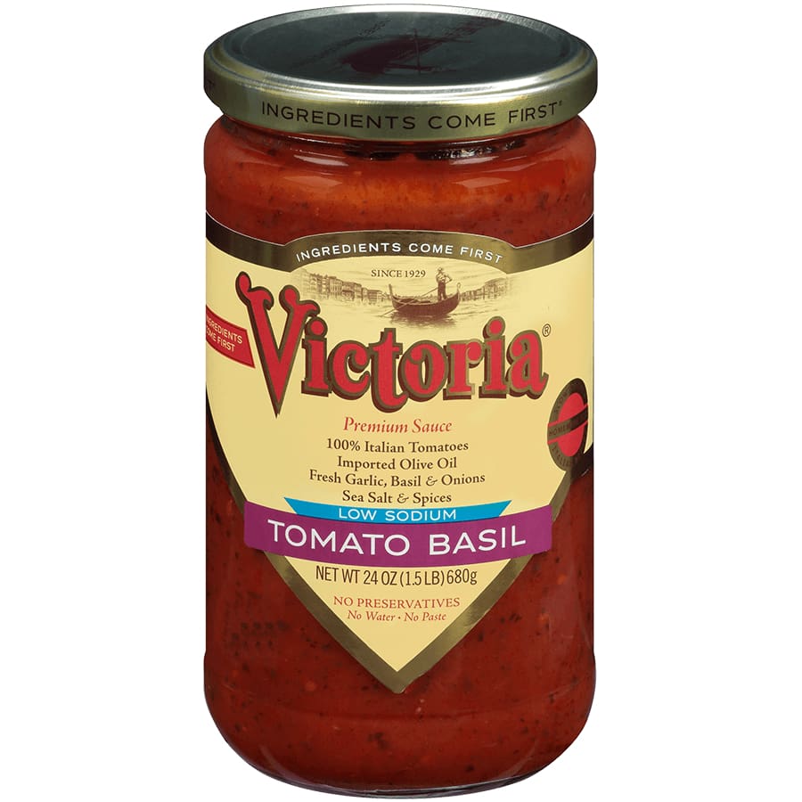 Victoria Victoria Low Sodium Tomato Basil Sauce, 24 oz