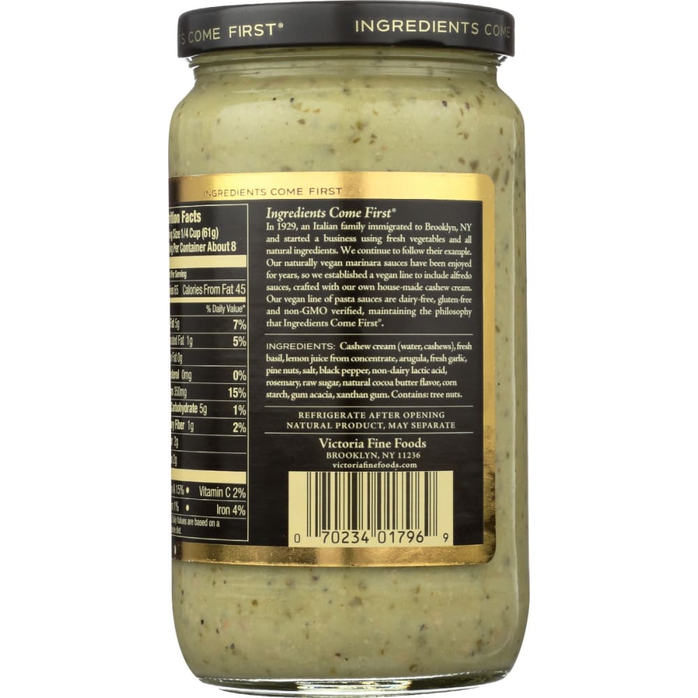 VICTORIA: Sauce Vegan Alfredo Angula Pesto 18 oz - Grocery > Pantry > Condiments - VICTORIA