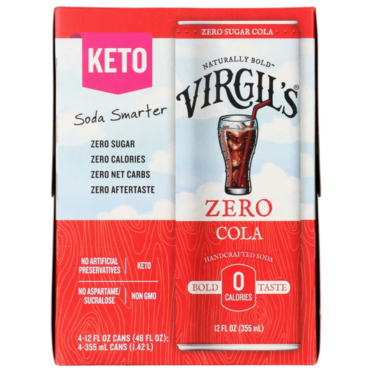 VIRGILS: Cola Zero Sugar 4Pk 48 fo (Pack of 4) - Beverages > Sodas - VIRGILS