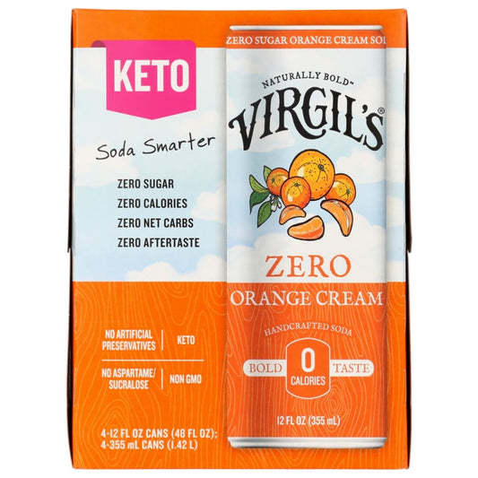 VIRGILS: Zero Sugar Orange Cream 4Pk 48 fo (Pack of 4) - Beverages > Sodas - VIRGILS