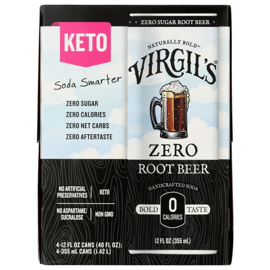 VIRGILS: Zero Sugar Rootbeer 4 Pk 48 fo (Pack of 4) - Beverages > Sodas - VIRGILS