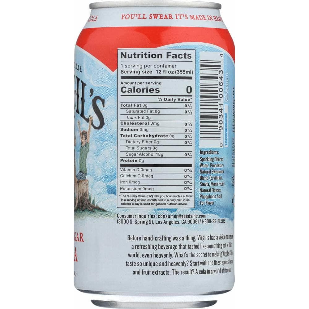 Virgils Virgils Zero Sugar Soda Cola 6-12 fl oz, 72 fl oz