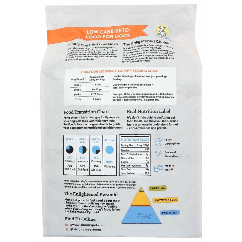 VISIONARY PET FOODS Pet > Dog Food VISIONARY PET FOODS Chicken Keto Low Carb Food For Dogs, 18 lb