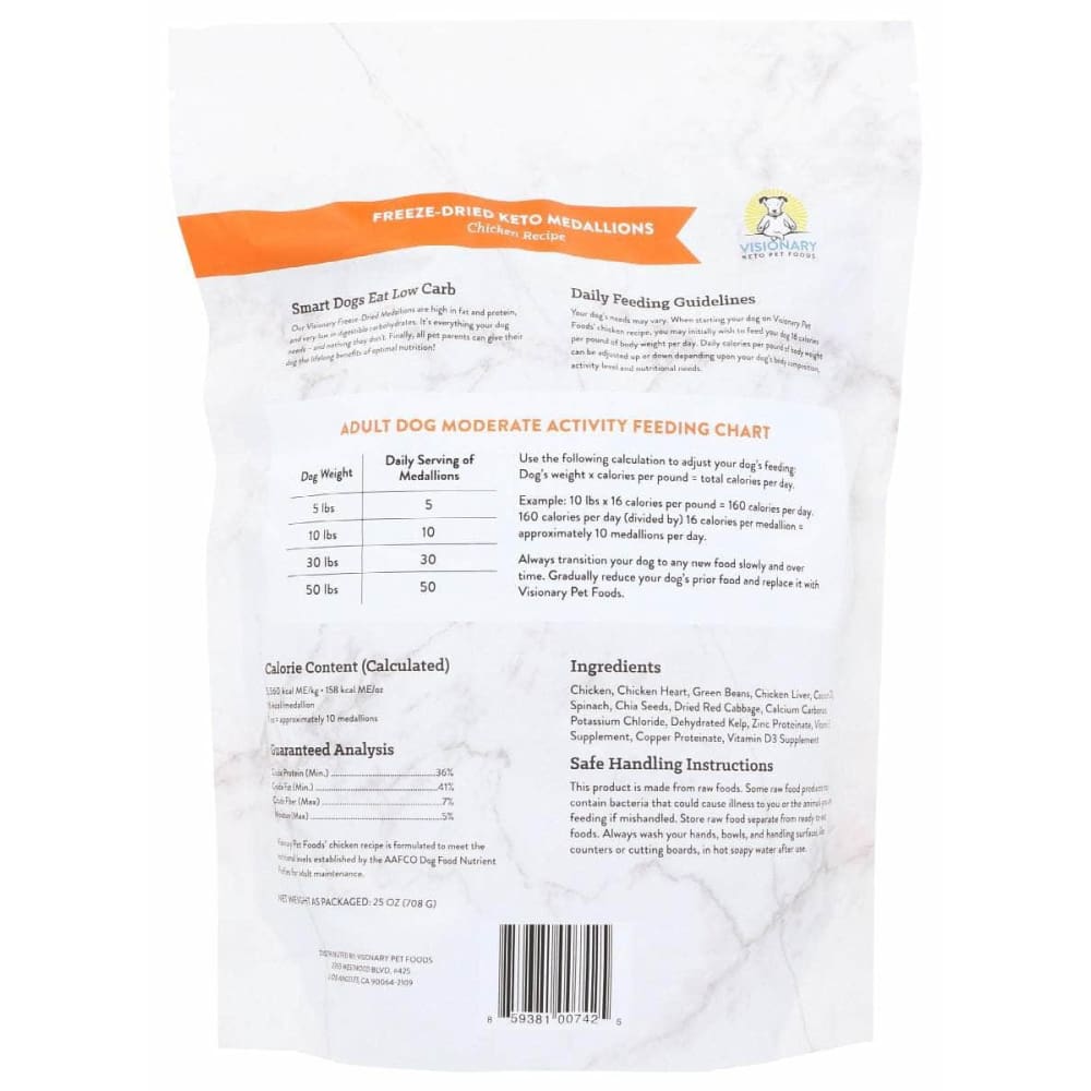 VISIONARY PET FOODS Pet > Dog > Dog Food VISIONARY PET FOODS Freeze Dried Chicken Keto Medallions, 25 oz