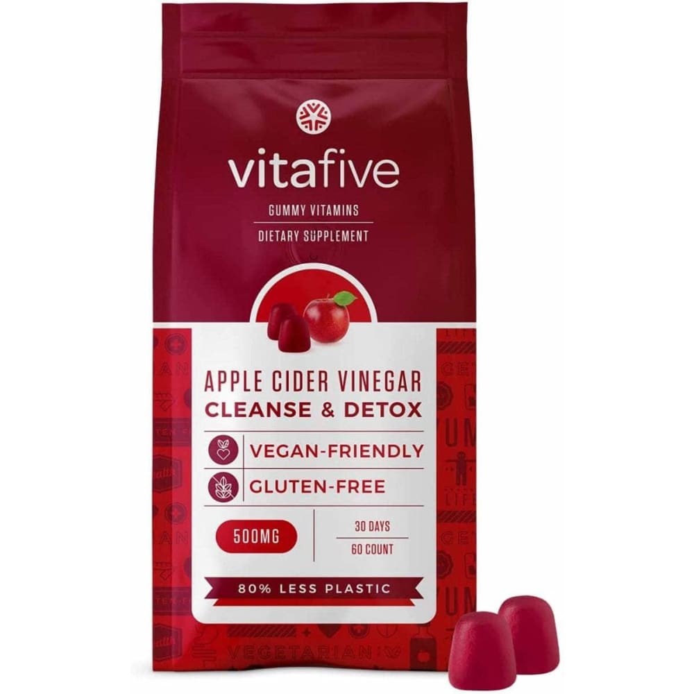 VITAFIVE Cleanse & Detox Apple Cider Vinegar Gummies, 60 pc ShelHealth