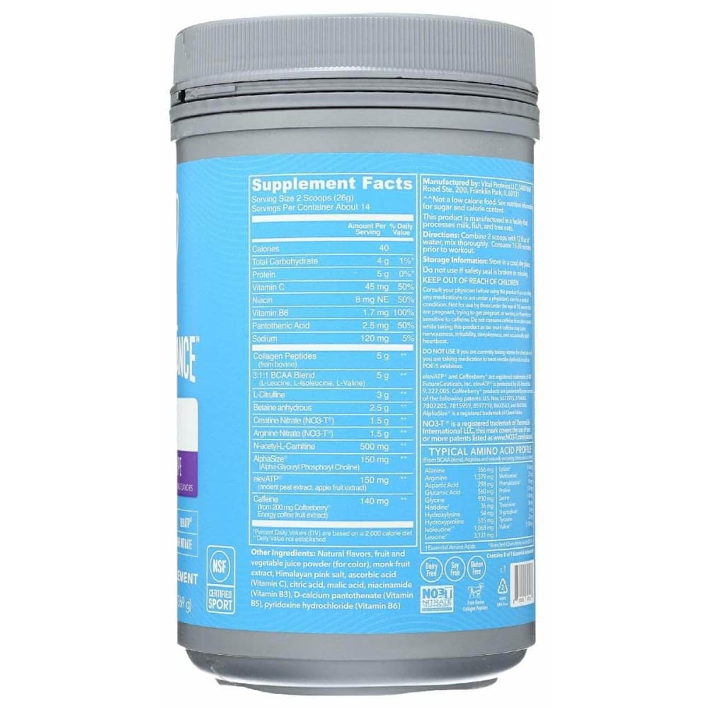 VITAL PROTEINS Vital Proteins Pre Lemon Grape, 13 Oz