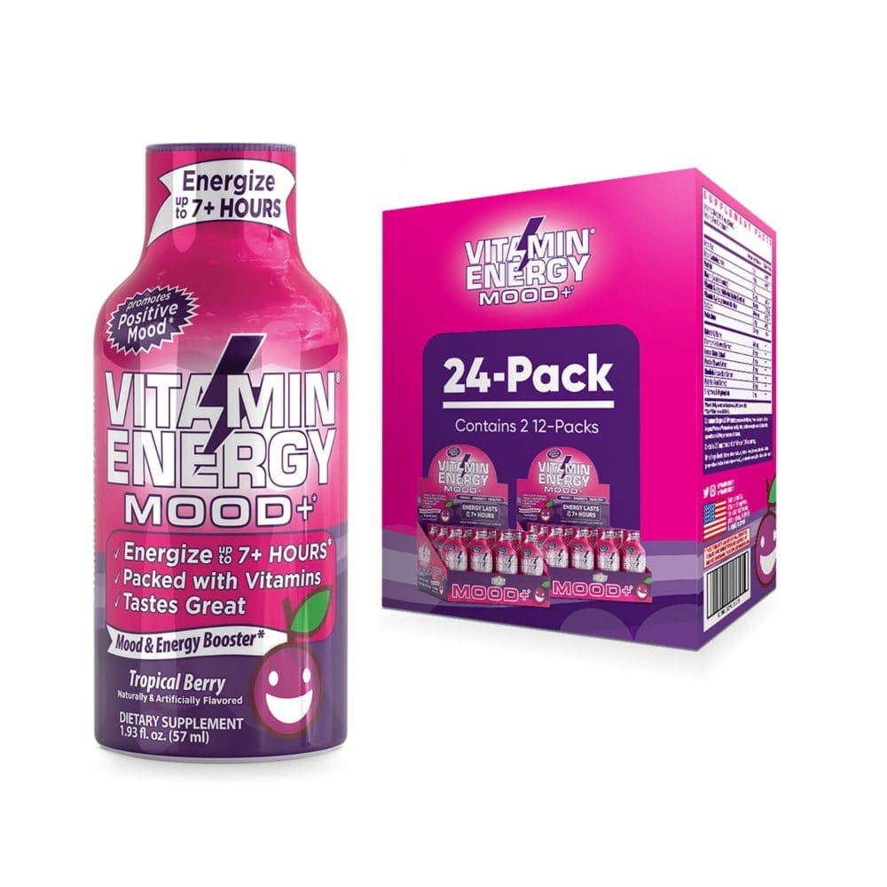 Vitamin Energy Mood Plus Energy Shot Tropical Berry (24 pk.) - Energy Shots - Vitamin