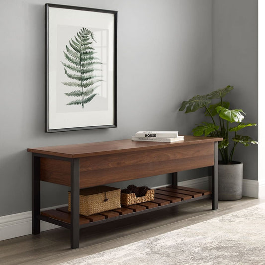 W. Trends 48 Farmhouse Open Top Storage Bench - Dark Walnut - Home/Furniture/Entryway/ - W. Trends