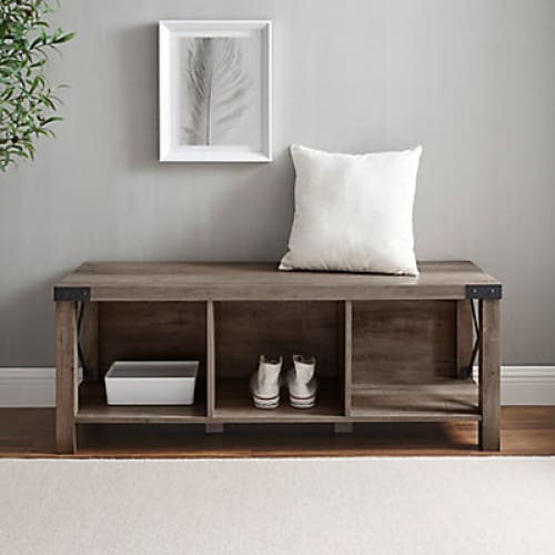 W. Trends 48 Farmhouse Wood Entryway Bench - Gray Wash - Home/Furniture/Entryway/ - W. Trends