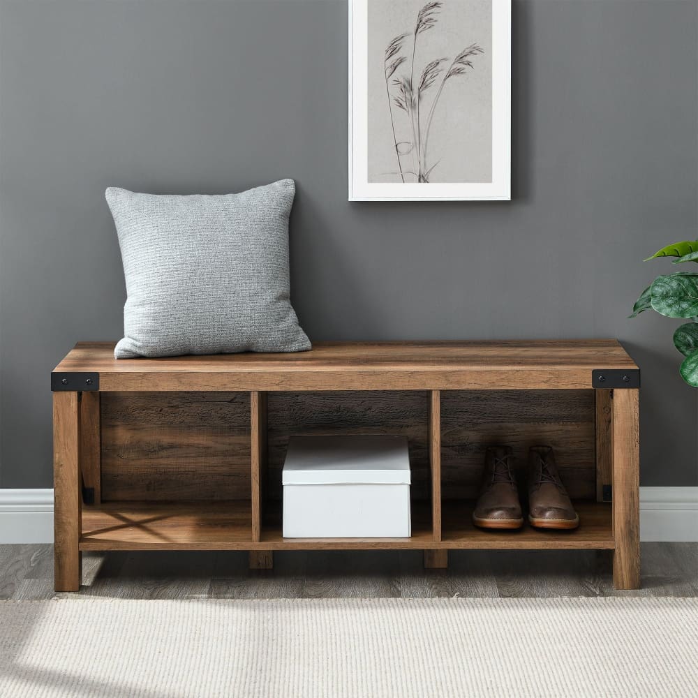 W. Trends 48 Farmhouse Wood Entryway Bench - Reclaimed Barnwood - Home/Furniture/Entryway/ - W. Trends