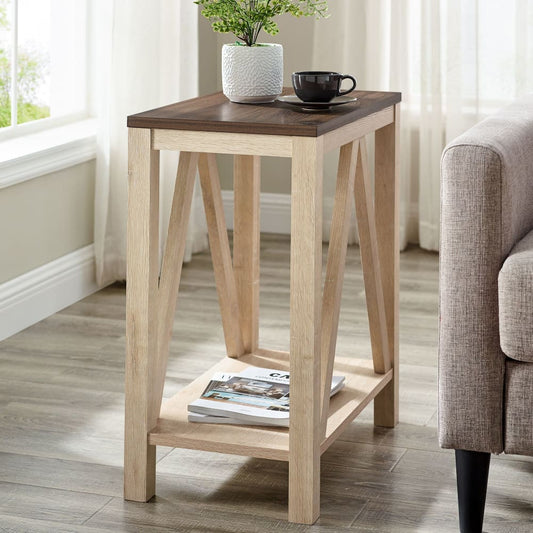 W. Trends 48 Modern Farmhouse Open Storage A-Frame Side Table - Home/Furniture/Living Room Furniture/Accent Furniture/Accent & Coffee