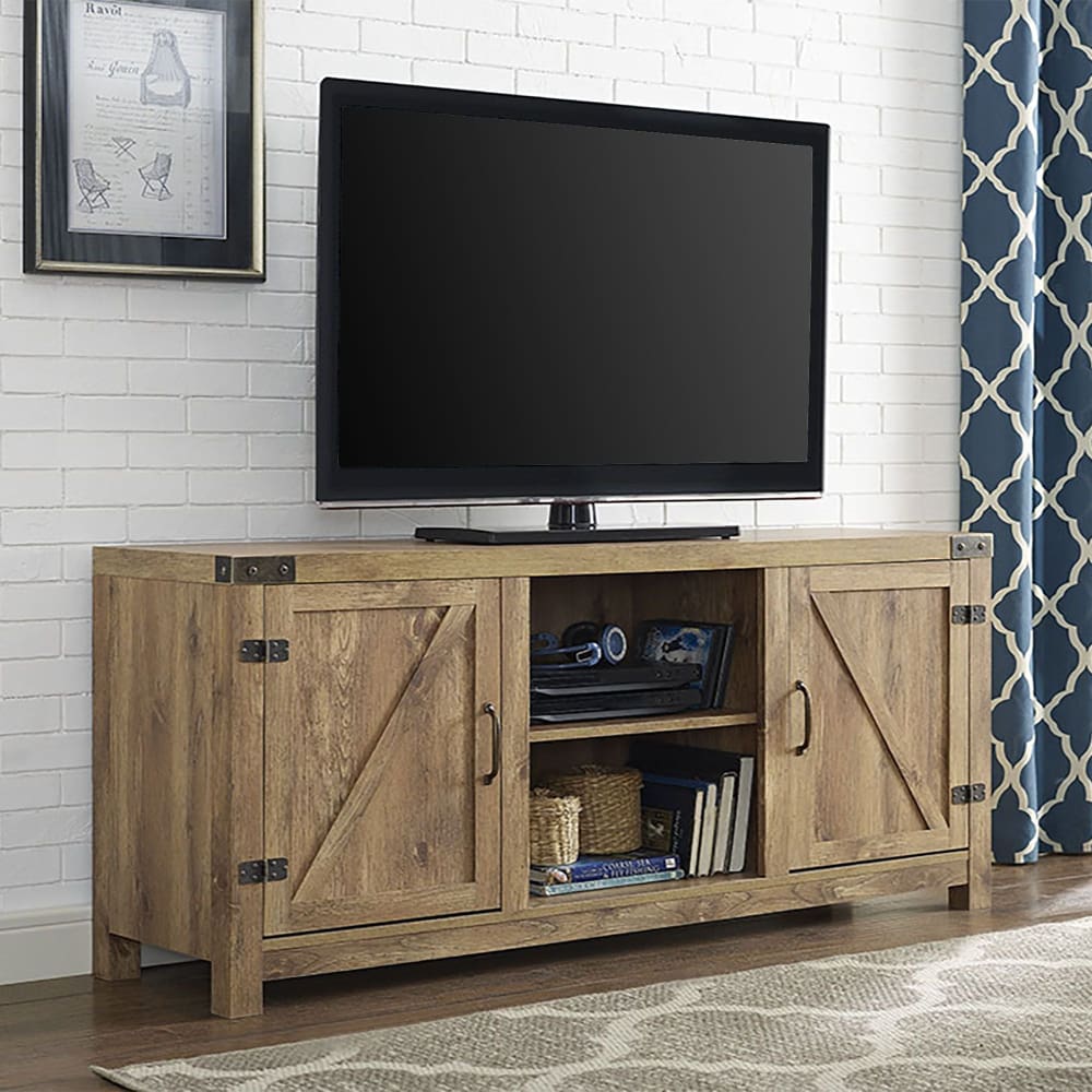W. Trends 58 Farmhouse 2 Barn Door TV Stand for Most TV’s up to 65 - Barnwood - W. Trends