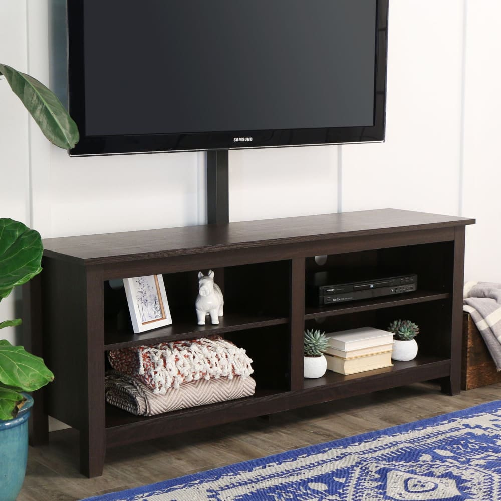 W. Trends 58 Rustic Open TV Stand with Mount or TVs up to 65 - Espresso - W. Trends