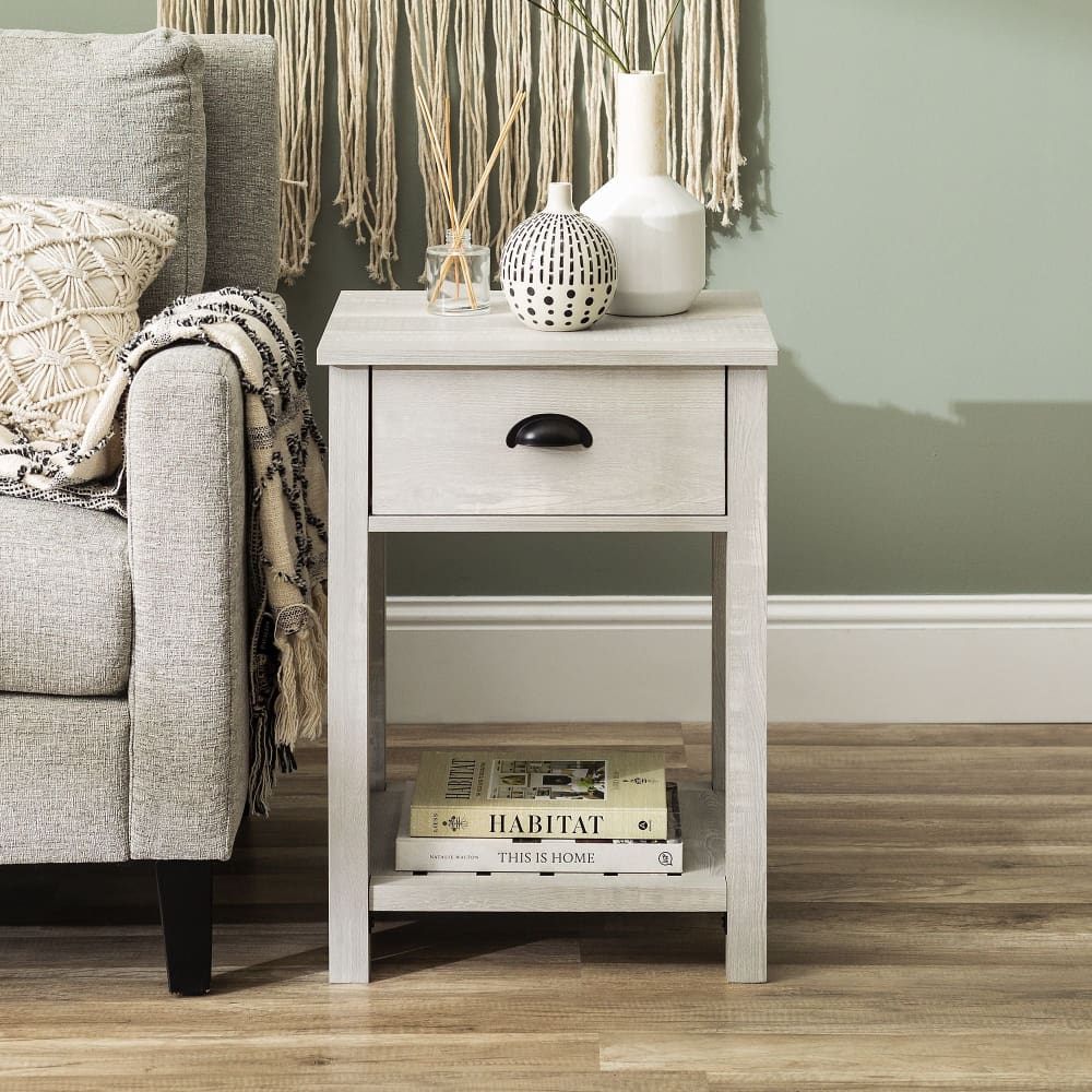 W. Trends Country 18 Single Drawer Side Table - Stone Gray - W. Trends