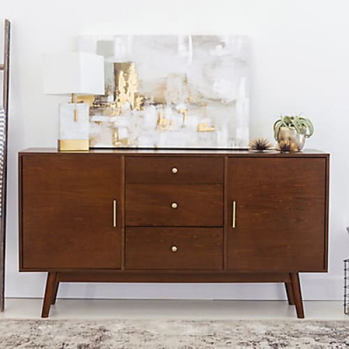 W. Trends Mid-Century Modern 60 Wood TV Console - Walnut - Home/Furniture/TV Stands & Media Centers/TV Stands/ - W. Trends
