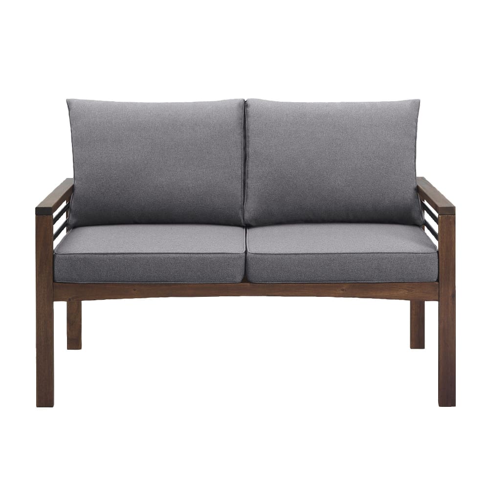 W. Trends W. Trends Pearson Modern Wood and Metal Outdoor Loveseat - Gray/Dark Brown - Home/Patio & Outdoor Living/Patio Furniture/Outdoor