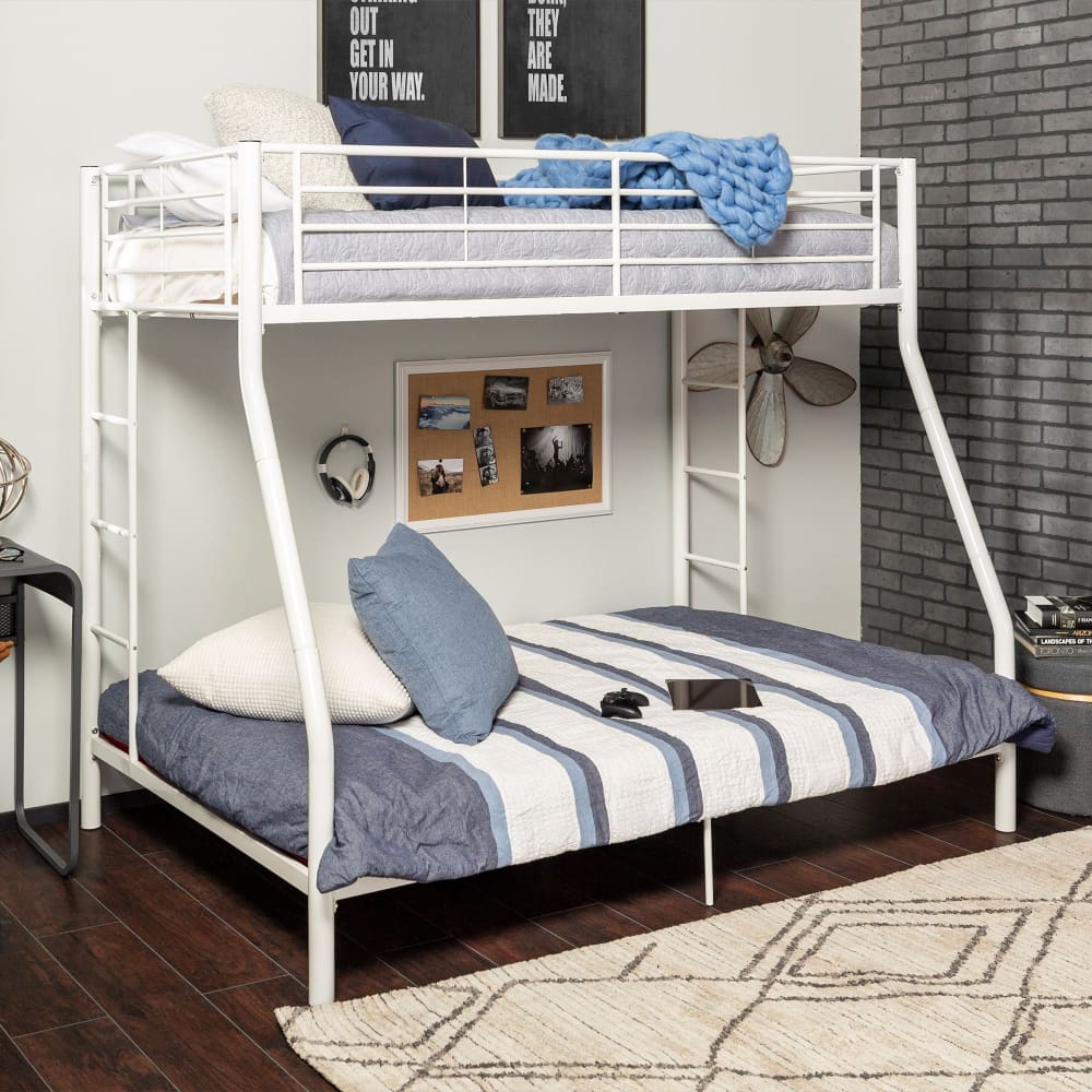 W. Trends W. Trends Sunrise Twin/Full-Size Metal Bunk Bed - White - Home/Furniture/Kids’ Furniture/Bunk Beds & Lofts/ - W. Trends