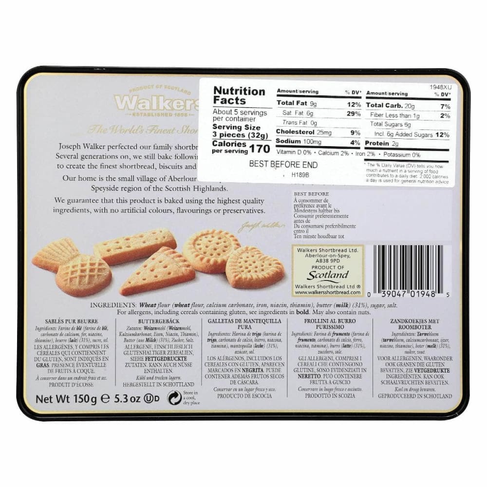WALKERS Grocery > Snacks > Cookies > Cookies WALKERS Shortbread Piper Dncr Tin, 5.3 oz