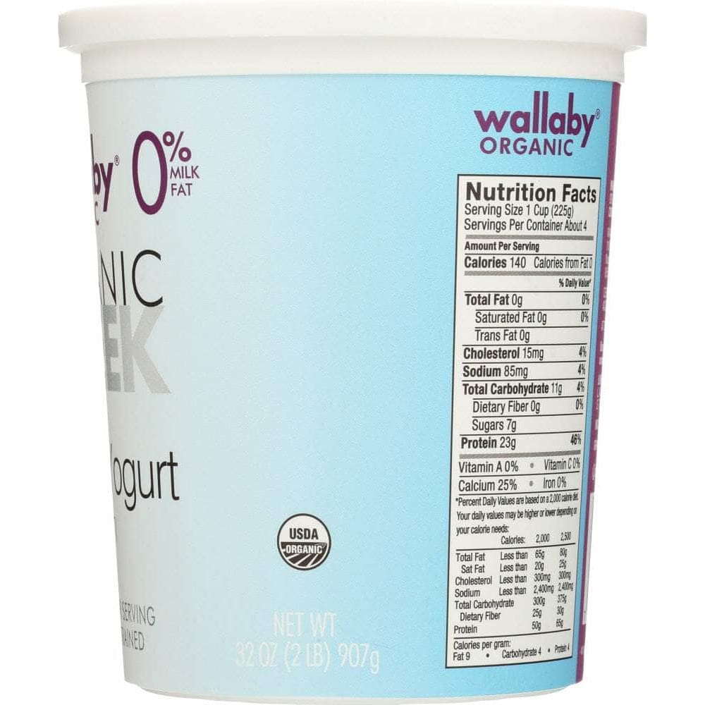 Wallaby Organic Wallaby Yogurt Greek Non Fat Plain, 32 oz