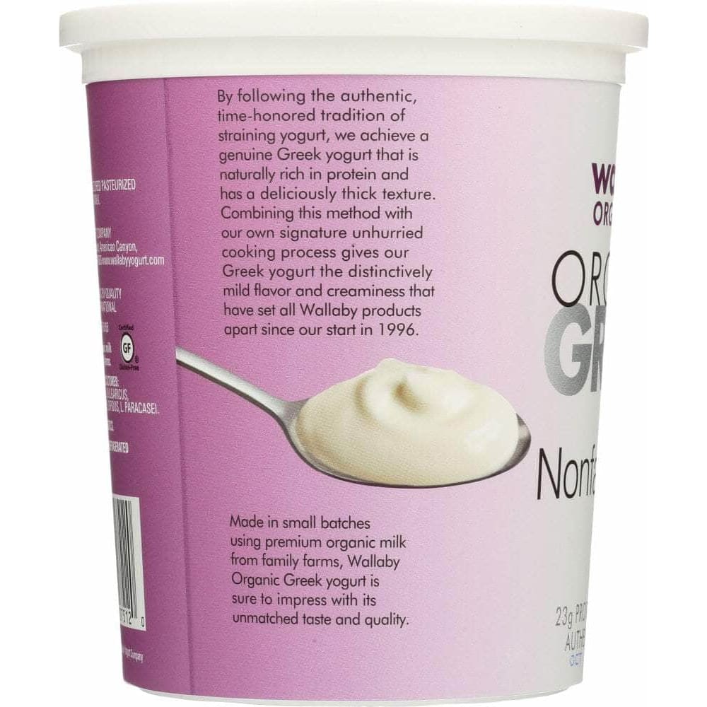 Wallaby Organic Wallaby Yogurt Greek Non Fat Plain, 32 oz