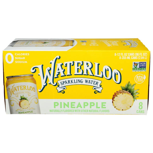 WATERLOO SPARKLING WATER: Pineapple Sparkling Water 8Pk 96 fo (Pack of 5) - Grocery > Beverages > Water > Sparkling Water - WATERLOO