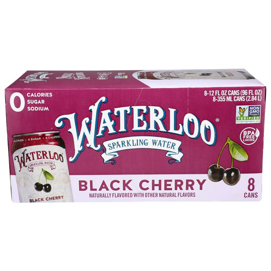 WATERLOO SPARKLING WATER: Water Sprk Blk Cherry 8Pk 96 FO (Pack of 5) - Grocery > Beverages > Water > Sparkling Water - WATERLOO SPARKLING