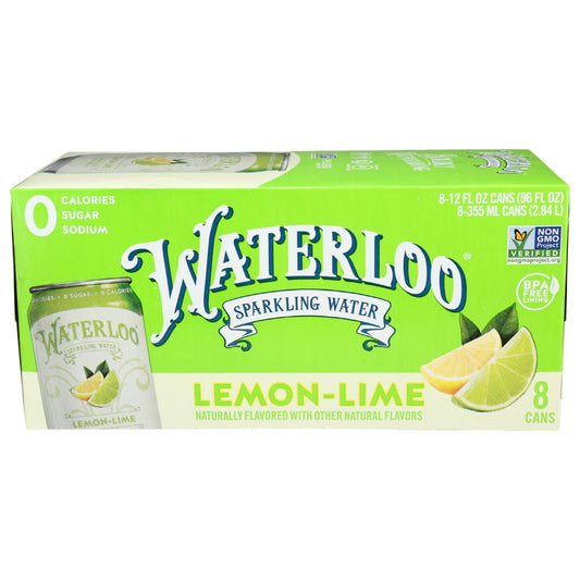 WATERLOO SPARKLING WATER: Water Sprkl Lmn Lime 8Pk 96 FO (Pack of 5) - Grocery > Beverages > Water > Sparkling Water - WATERLOO SPARKLING