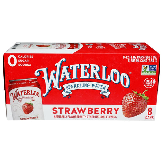 WATERLOO SPARKLING WATER: Water Sprklng Strwbry 8Pk 96 FO (Pack of 5) - Grocery > Beverages > Water > Sparkling Water - WATERLOO SPARKLING